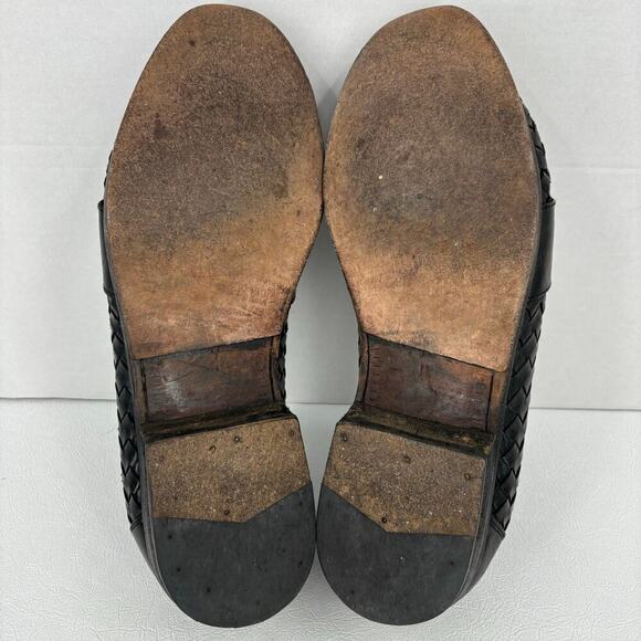 Bragano‎ Kiltie Tassel Loafer Dress Shoe Men\'s Size 11 Woven Black Leather Italy